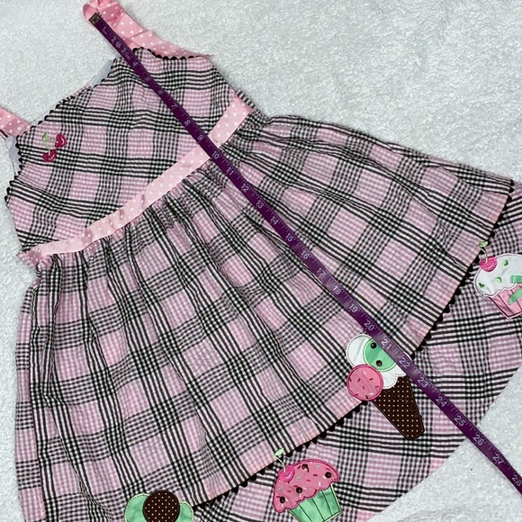 Rare editions Pink and Black Checkered sun Dress Ice Cream cupcake Design size 6 - Picture 5 of 11